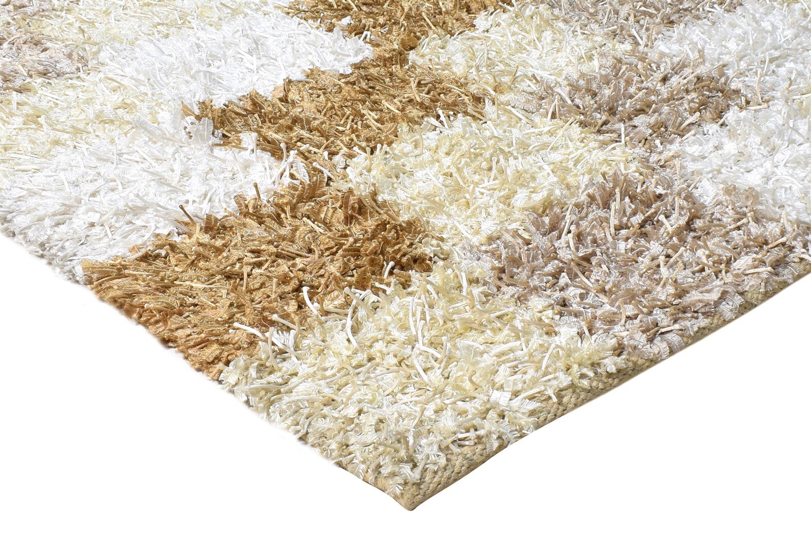 Hand Knotted Beige Polyester Rug 5' X 6' Shag Indian Modern Room Size Carpet 7865129435285