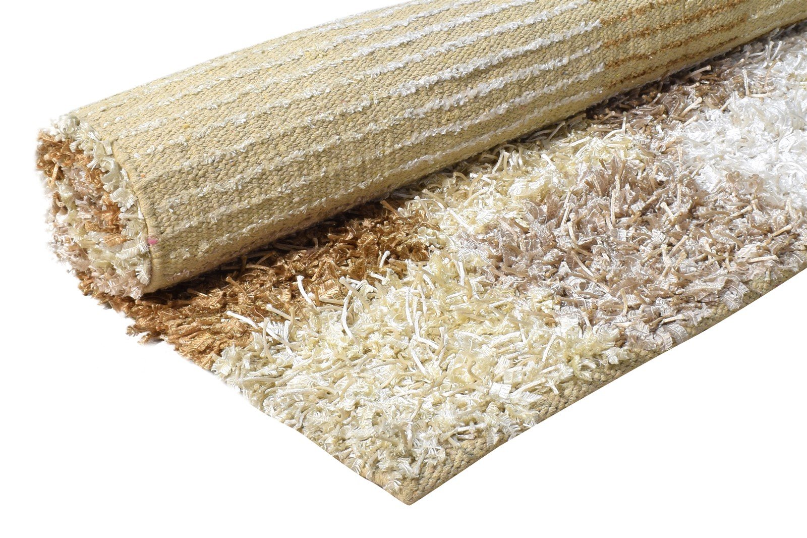 Hand Knotted Beige Polyester Rug 5' X 6' Shag Indian Modern Room Size Carpet 7865129435285