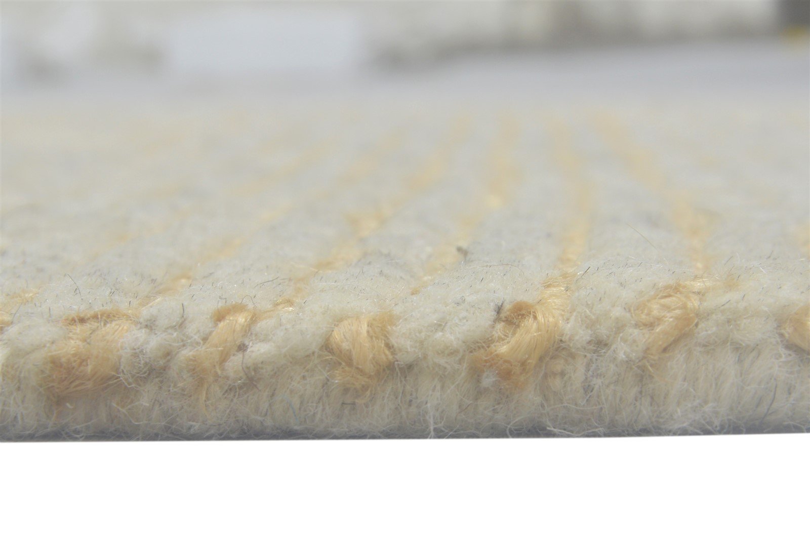 Hand Knotted Beige Wool / Jute Rug 4X5 Modern Scandinavian Striped Room Size 7864091312277