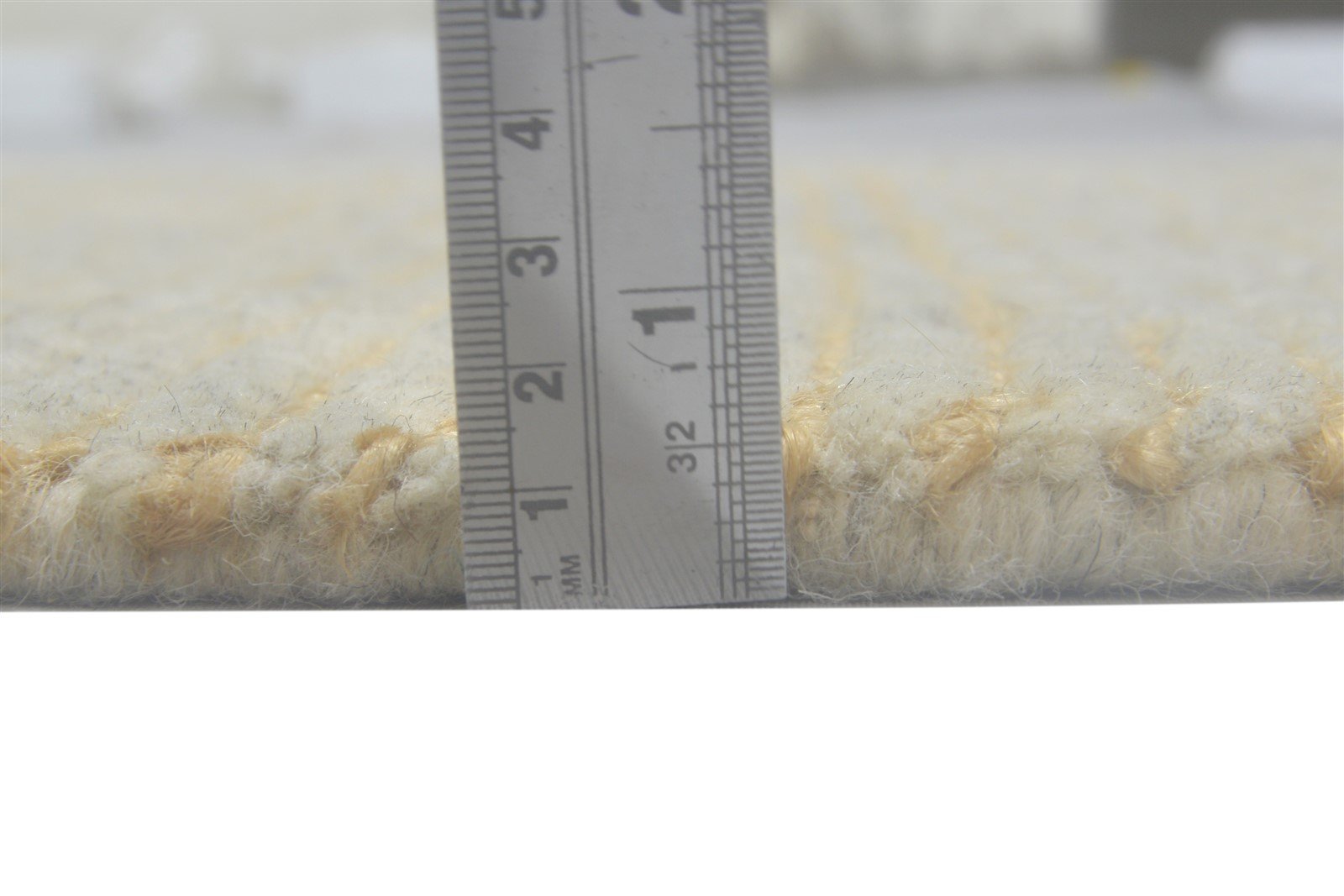 Hand Knotted Beige Wool / Jute Rug 4X5 Modern Scandinavian Striped Room Size 7864091312277