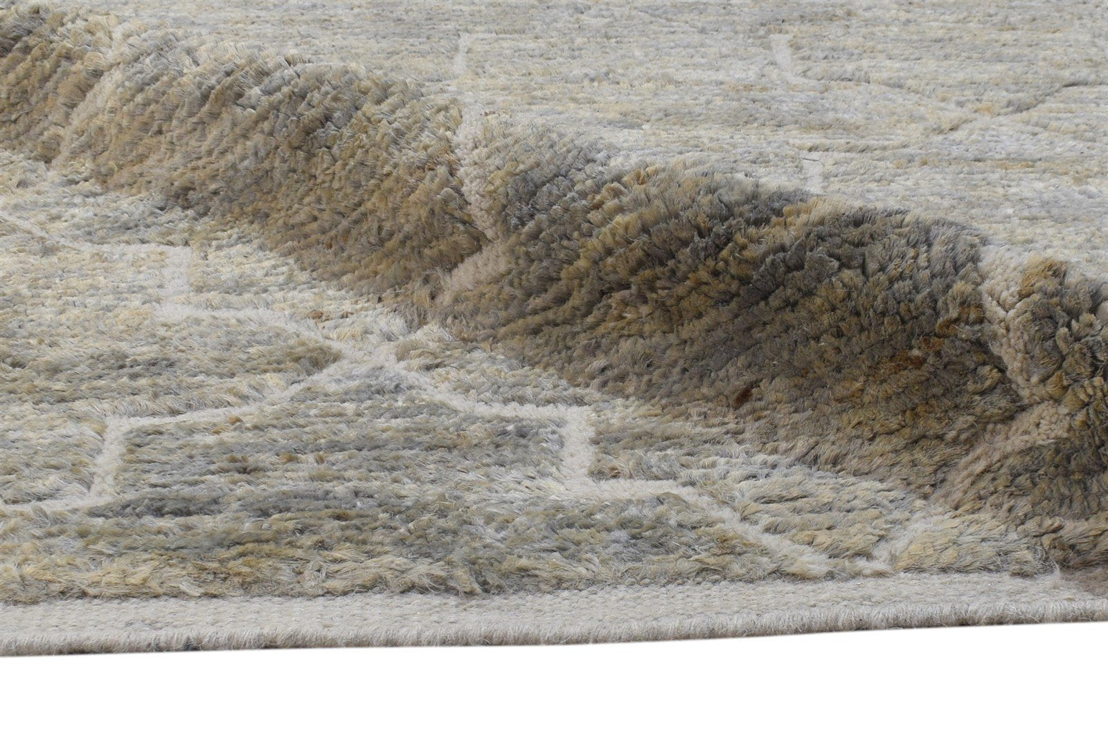 Hand Knotted Beige Wool / Jute Rug 5X10 Modern Moroccan Trellis Room Size Carpet 7864786747541