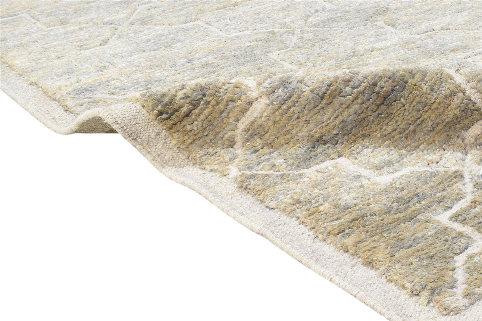 Hand Knotted Beige Wool / Jute Rug 5X10 Modern Moroccan Trellis Room Size Carpet 7864786747541