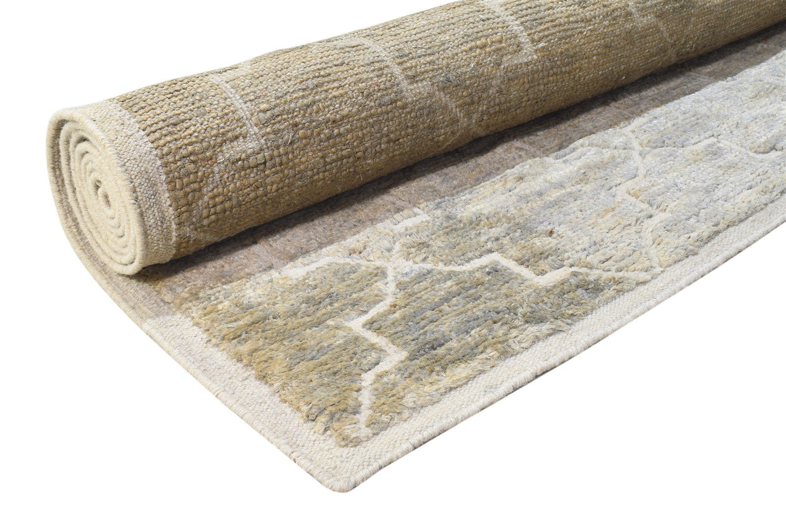 Hand Knotted Beige Wool / Jute Rug 5X10 Modern Moroccan Trellis Room Size Carpet 7864786747541
