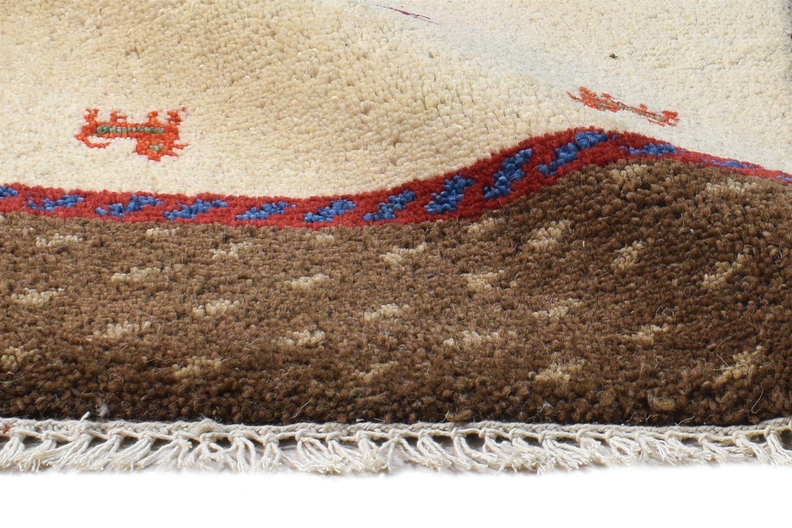 Hand Knotted Beige Wool Rug 1' X 2' Persian Southwestern Tribal Small Carpet 7865181733013