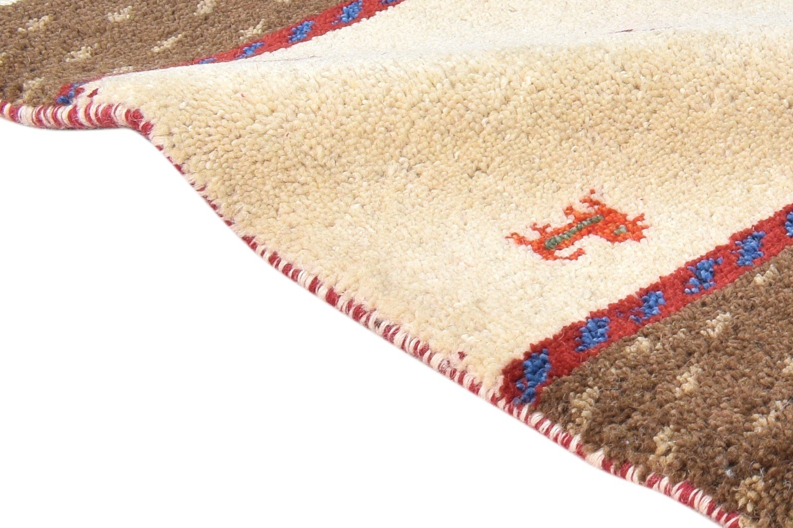 Hand Knotted Beige Wool Rug 1' X 2' Persian Southwestern Tribal Small Carpet 7865181733013