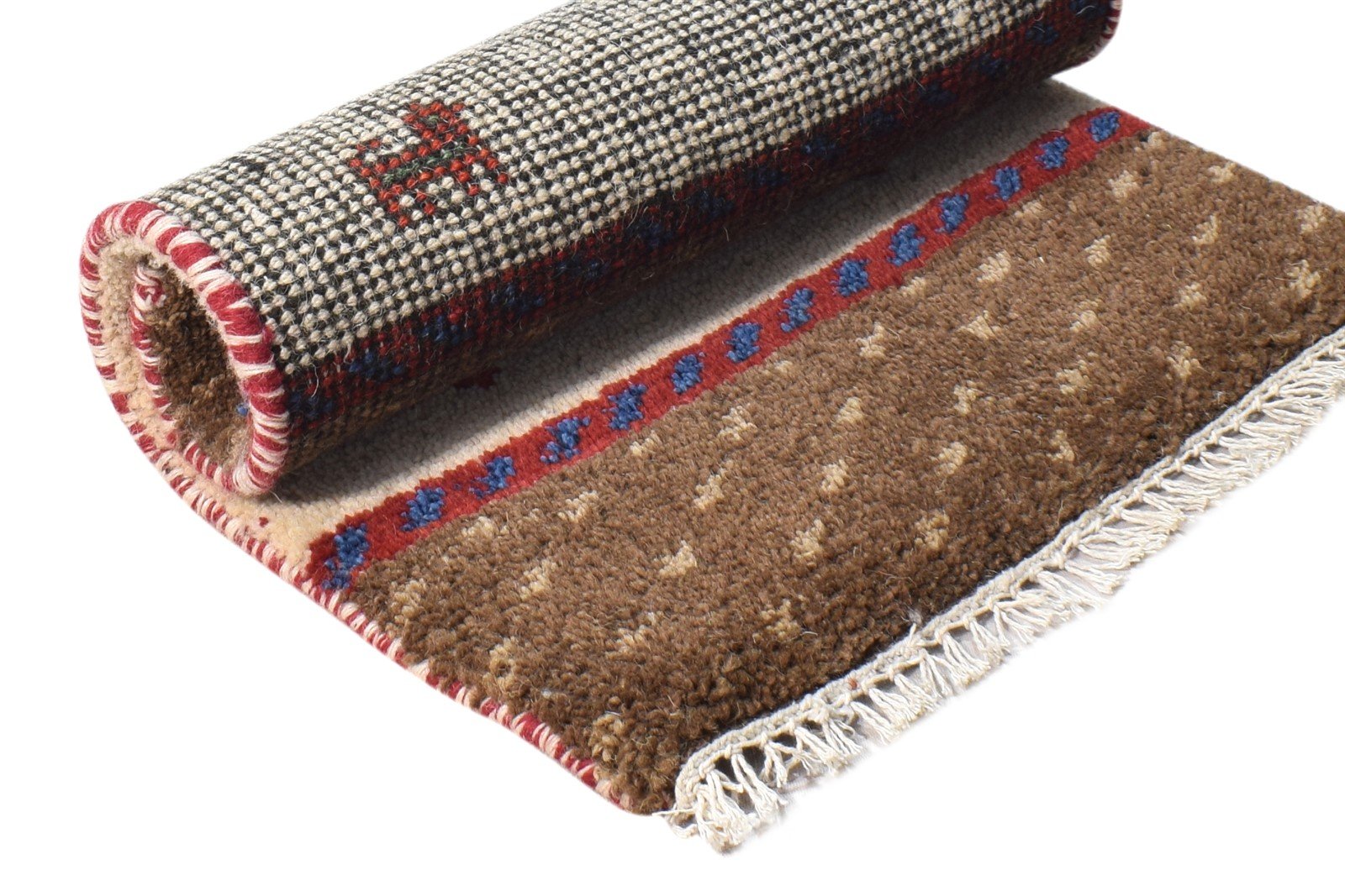 Hand Knotted Beige Wool Rug 1' X 2' Persian Southwestern Tribal Small Carpet 7865181733013