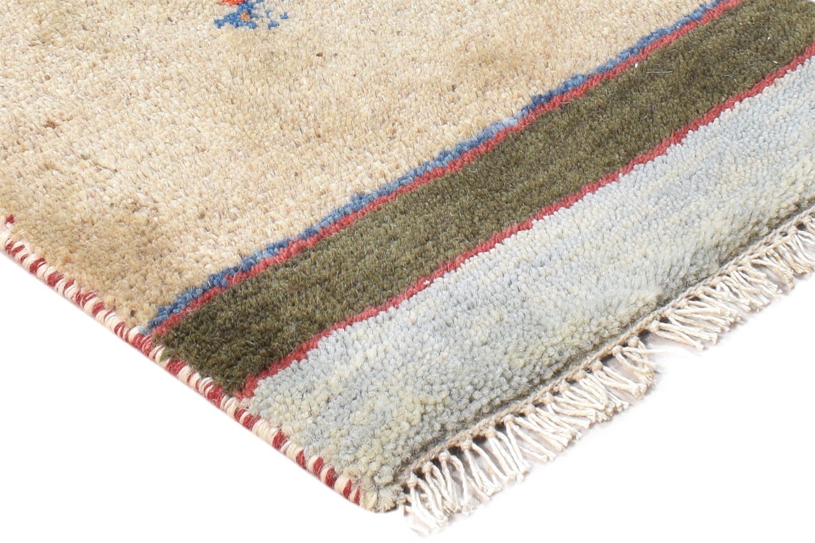 Hand Knotted Beige Wool Rug 1' X 2' Southwestern American Tribal Small Carpet 7865060720789