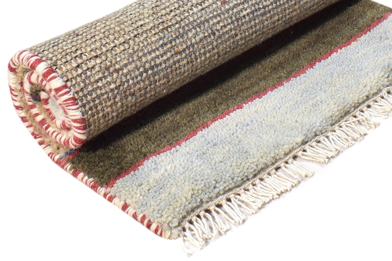 Hand Knotted Beige Wool Rug 1' X 2' Southwestern American Tribal Small Carpet 7865060720789