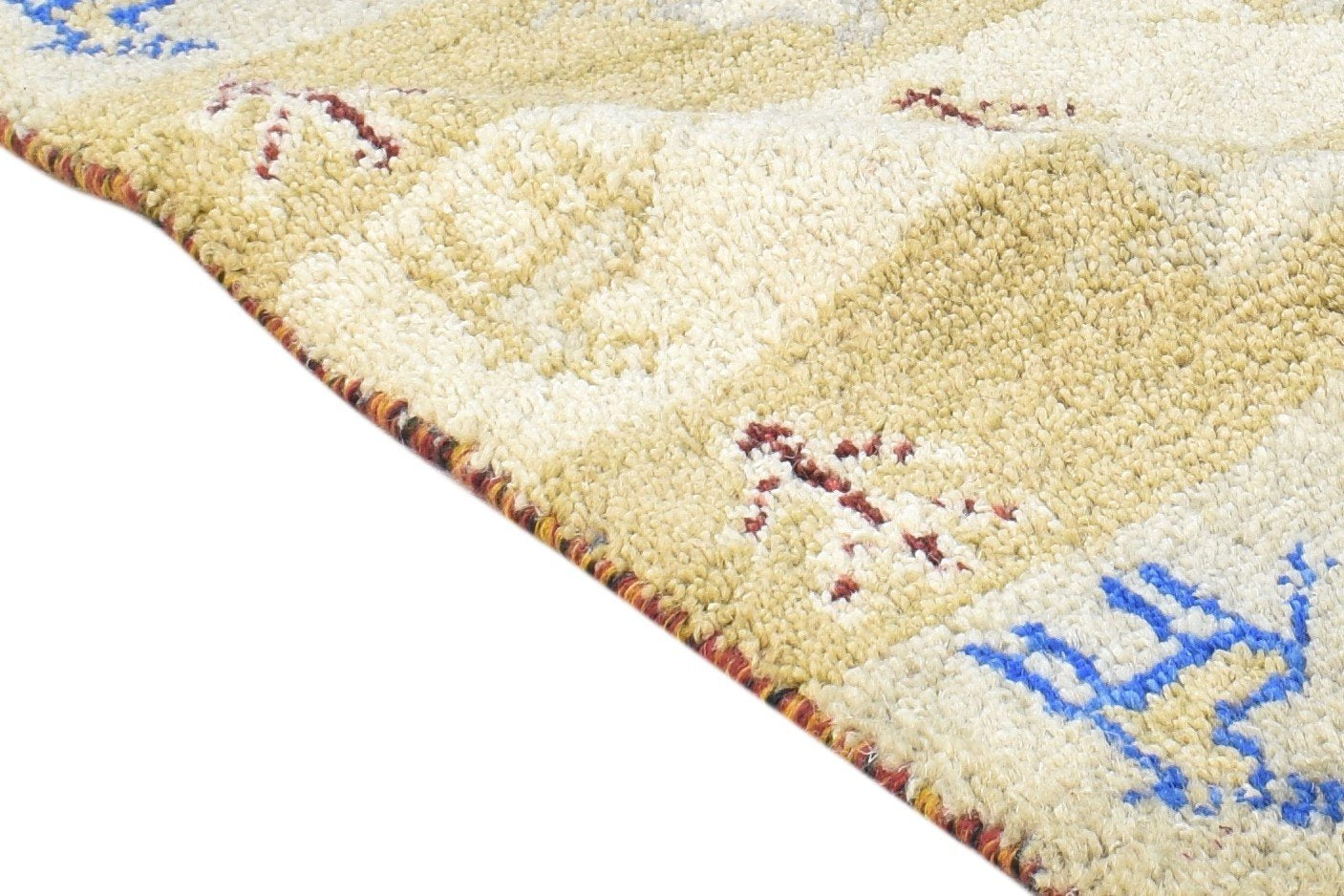 Hand Knotted Beige Wool Rug 1' X 2' Southwestern American Tribal Small Carpet 7865089294485