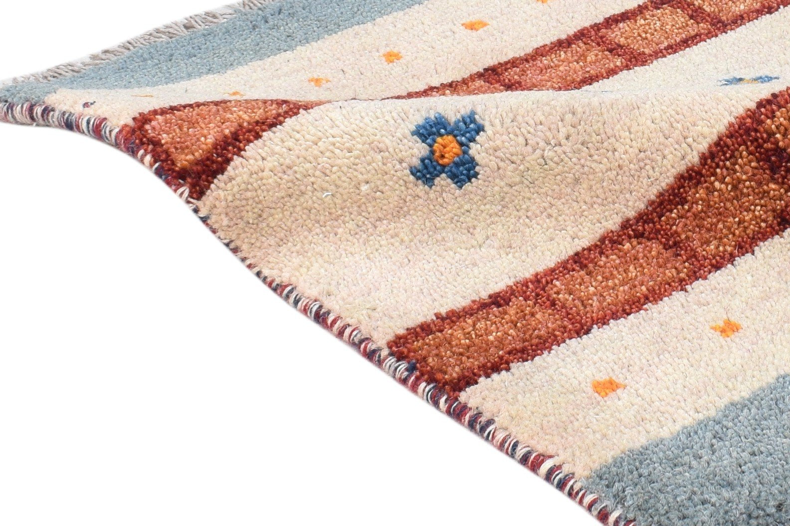Hand Knotted Beige Wool Rug 1' X 2' Southwestern American Tribal Small Carpet 7864555569301