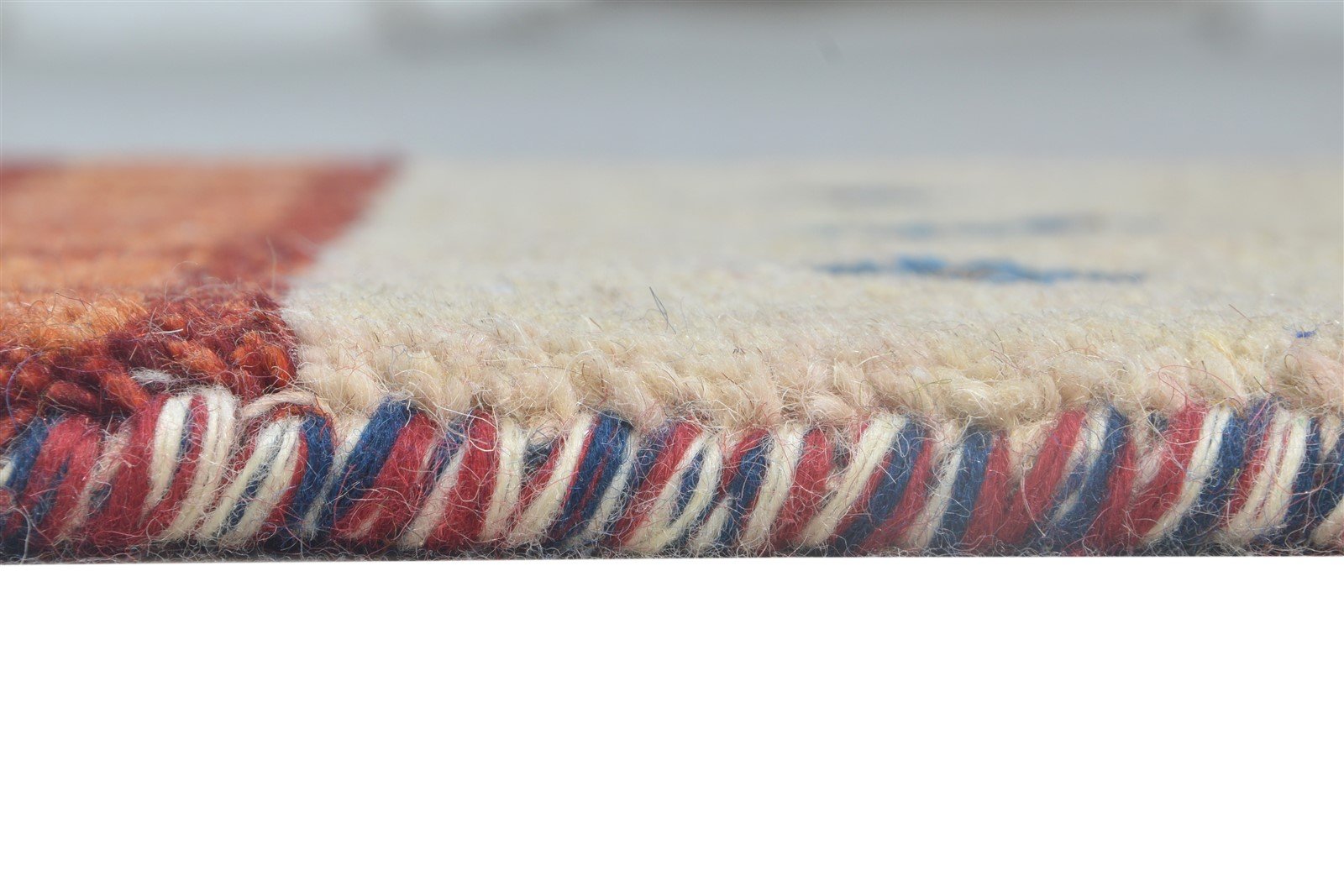 Hand Knotted Beige Wool Rug 1' X 2' Southwestern American Tribal Small Carpet 7864555569301