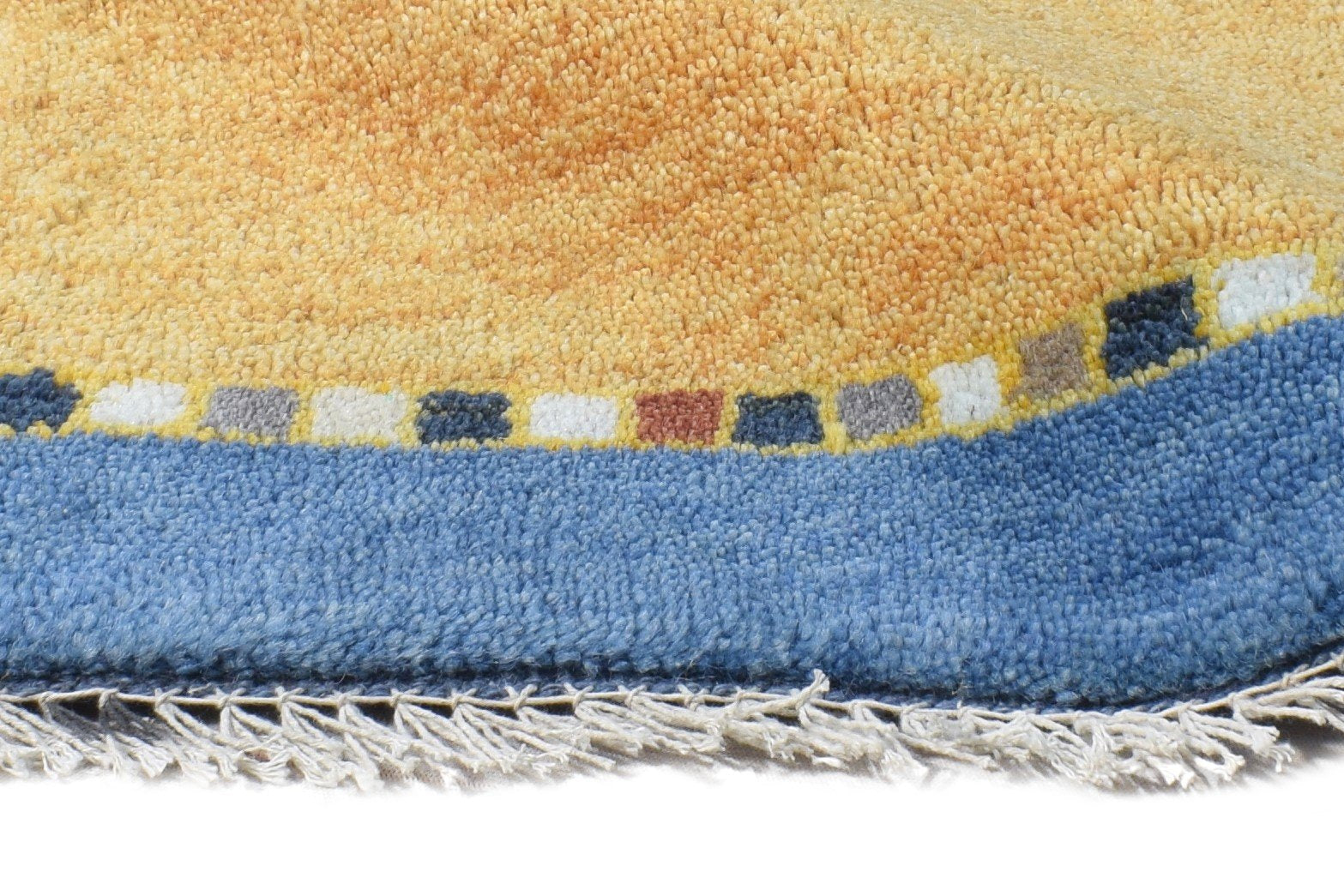 Hand Knotted Beige Wool Rug 1' X 2' Southwestern Gabbeh Striped Small Carpet 7865059475605