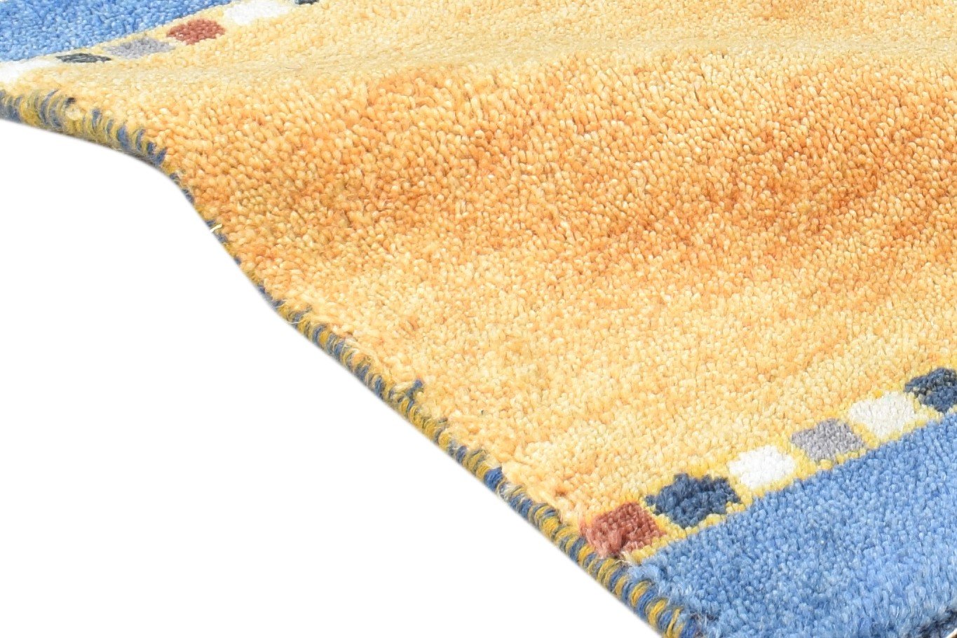 Hand Knotted Beige Wool Rug 1' X 2' Southwestern Gabbeh Striped Small Carpet 7865059475605