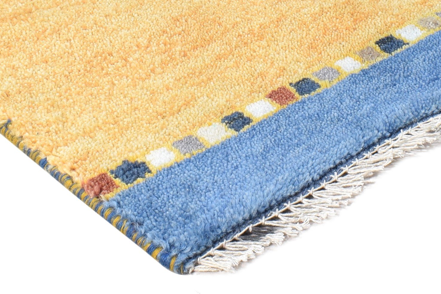 Hand Knotted Beige Wool Rug 1' X 2' Southwestern Gabbeh Striped Small Carpet 7865059475605