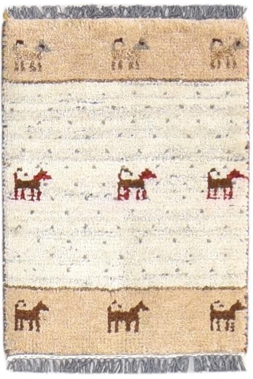 Hand Knotted Beige Wool Rug 1' X 2' Southwestern Gabbeh Tribal Small Carpet 7865099813013
