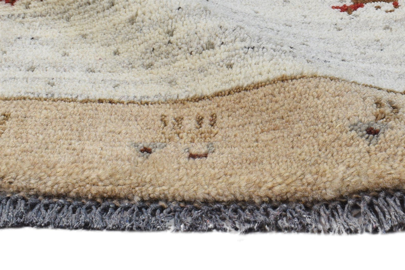 Hand Knotted Beige Wool Rug 1' X 2' Southwestern Gabbeh Tribal Small Carpet 7865099813013