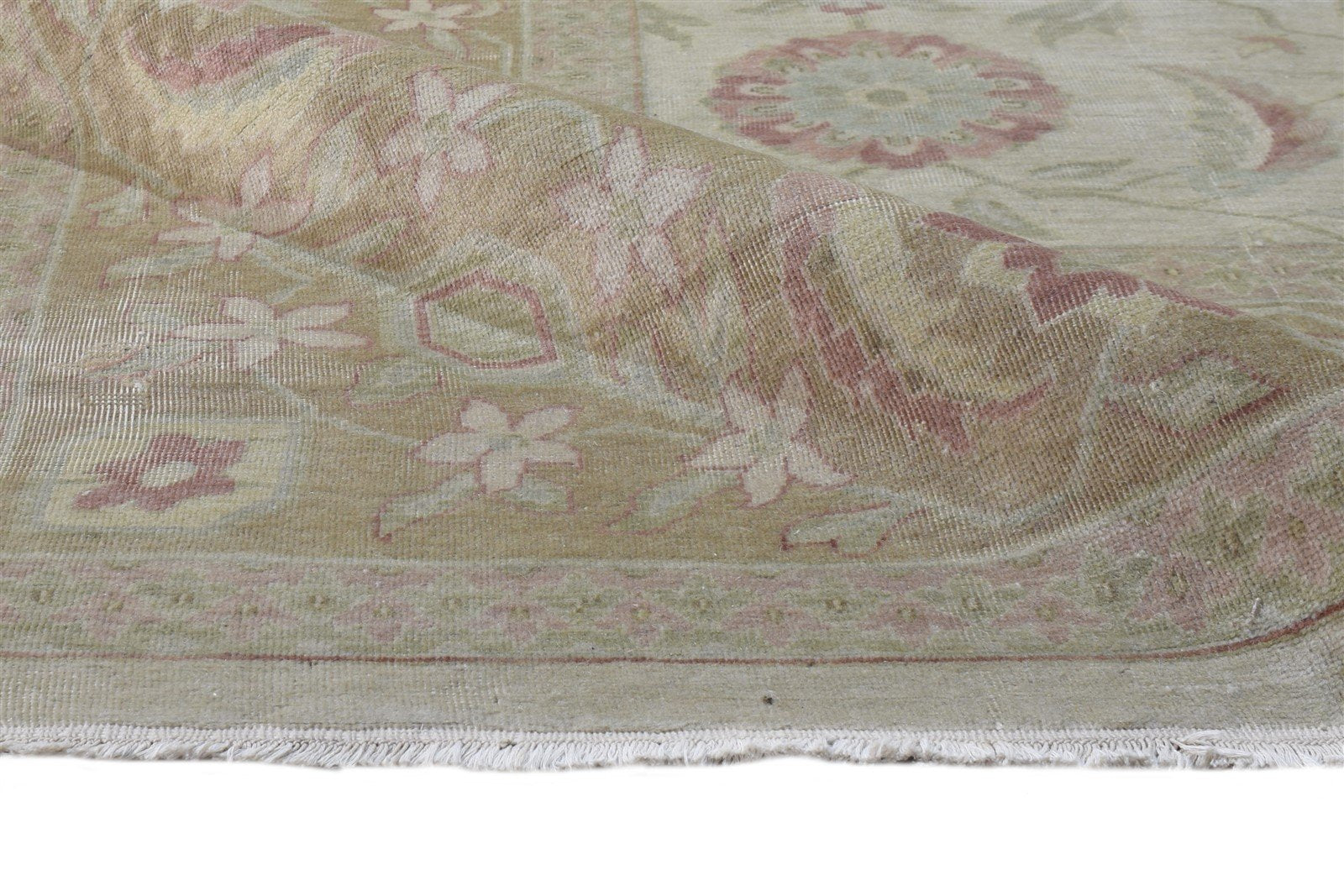 Charmion Hand Knotted Beige Wool Rug 10' X 13' Persian Kashan Oriental 7865142444181