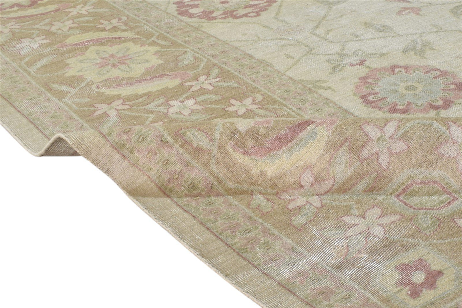 Charmion Hand Knotted Beige Wool Rug 10' X 13' Persian Kashan Oriental 7865142444181