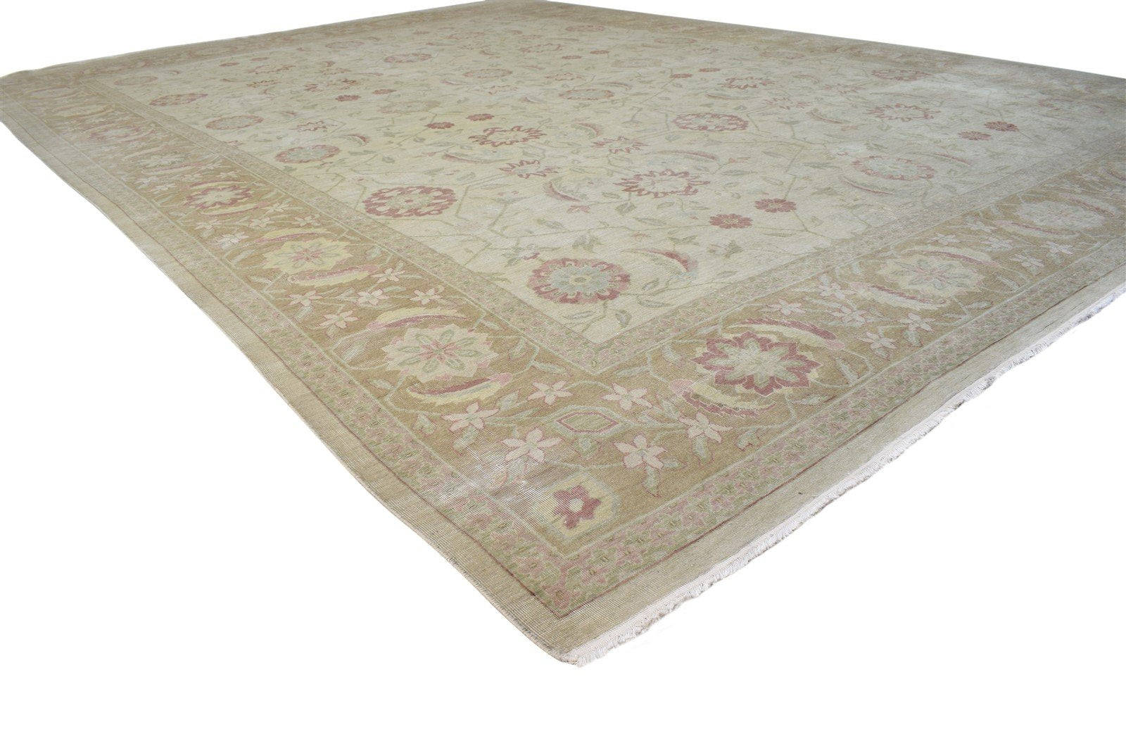Charmion Hand Knotted Beige Wool Rug 10' X 13' Persian Kashan Oriental 7865142444181
