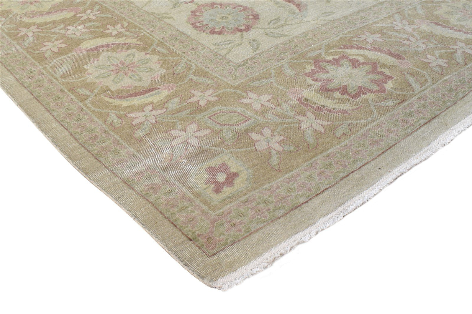 Charmion Hand Knotted Beige Wool Rug 10' X 13' Persian Kashan Oriental 7865142444181