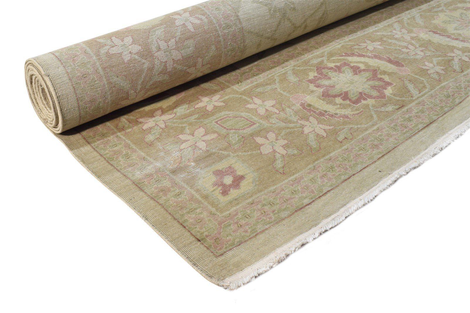 Charmion Hand Knotted Beige Wool Rug 10' X 13' Persian Kashan Oriental 7865142444181