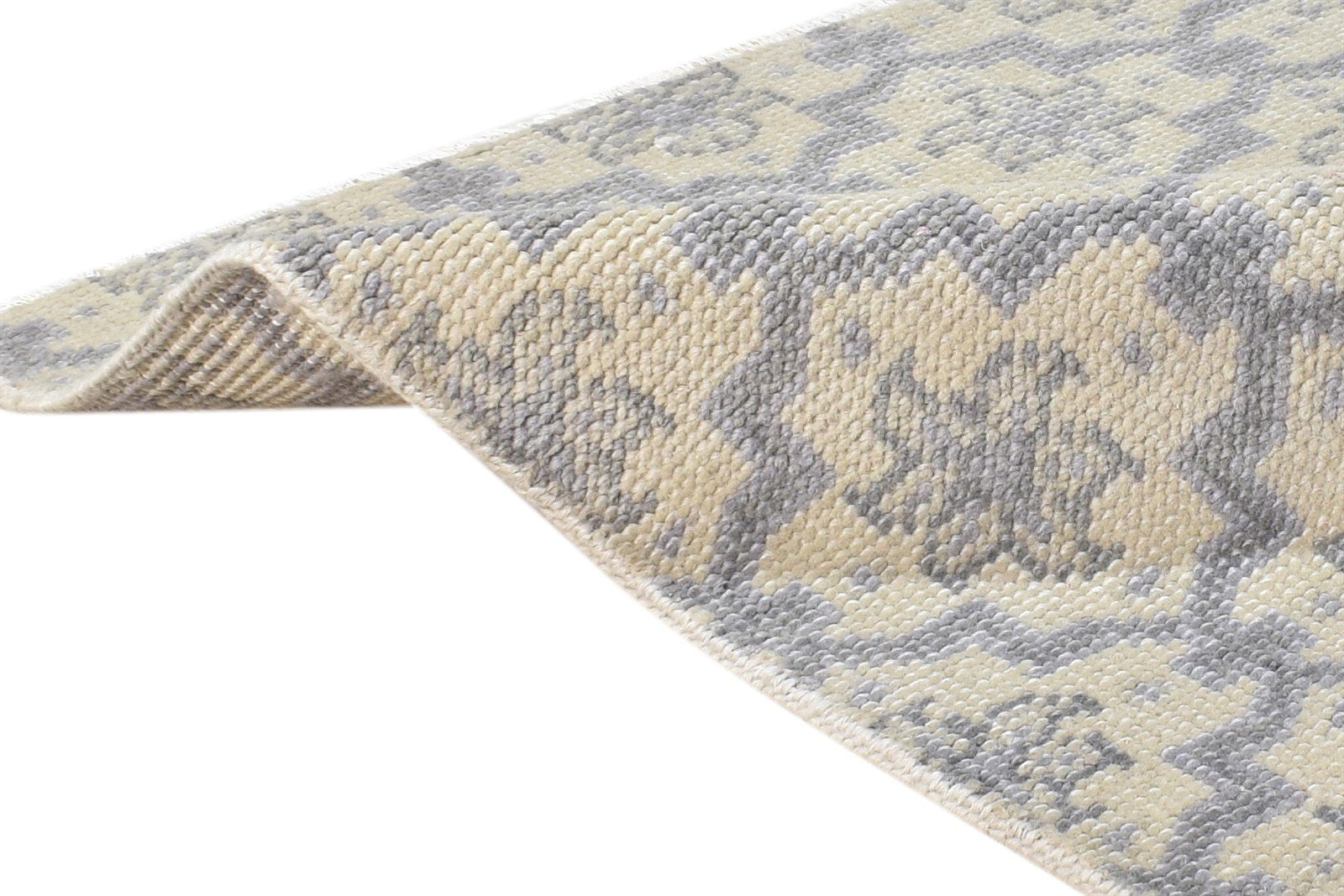 Hand Knotted Beige Wool Rug 2' X 2' Modern Moroccan Trellis Small Carpet 7865143459989