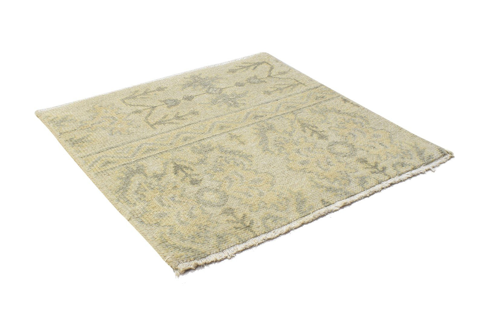 Hand Knotted Beige Wool Rug 2' X 2' Persian Kazak Oriental Small Carpet 7864121655445