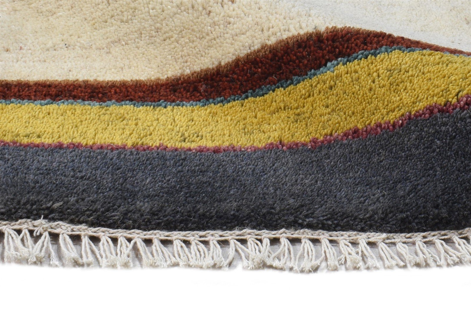 Hand Knotted Beige Wool Rug 2' X 2' Southwestern Gabbeh Tribal Small Carpet 7865098993813