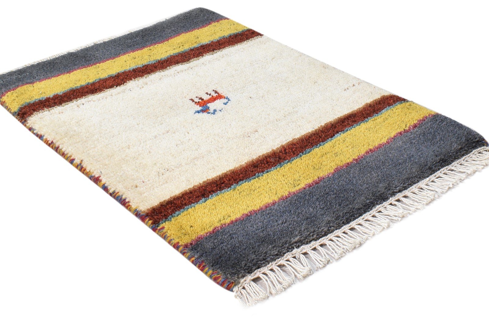 Hand Knotted Beige Wool Rug 2' X 2' Southwestern Gabbeh Tribal Small Carpet 7865098993813