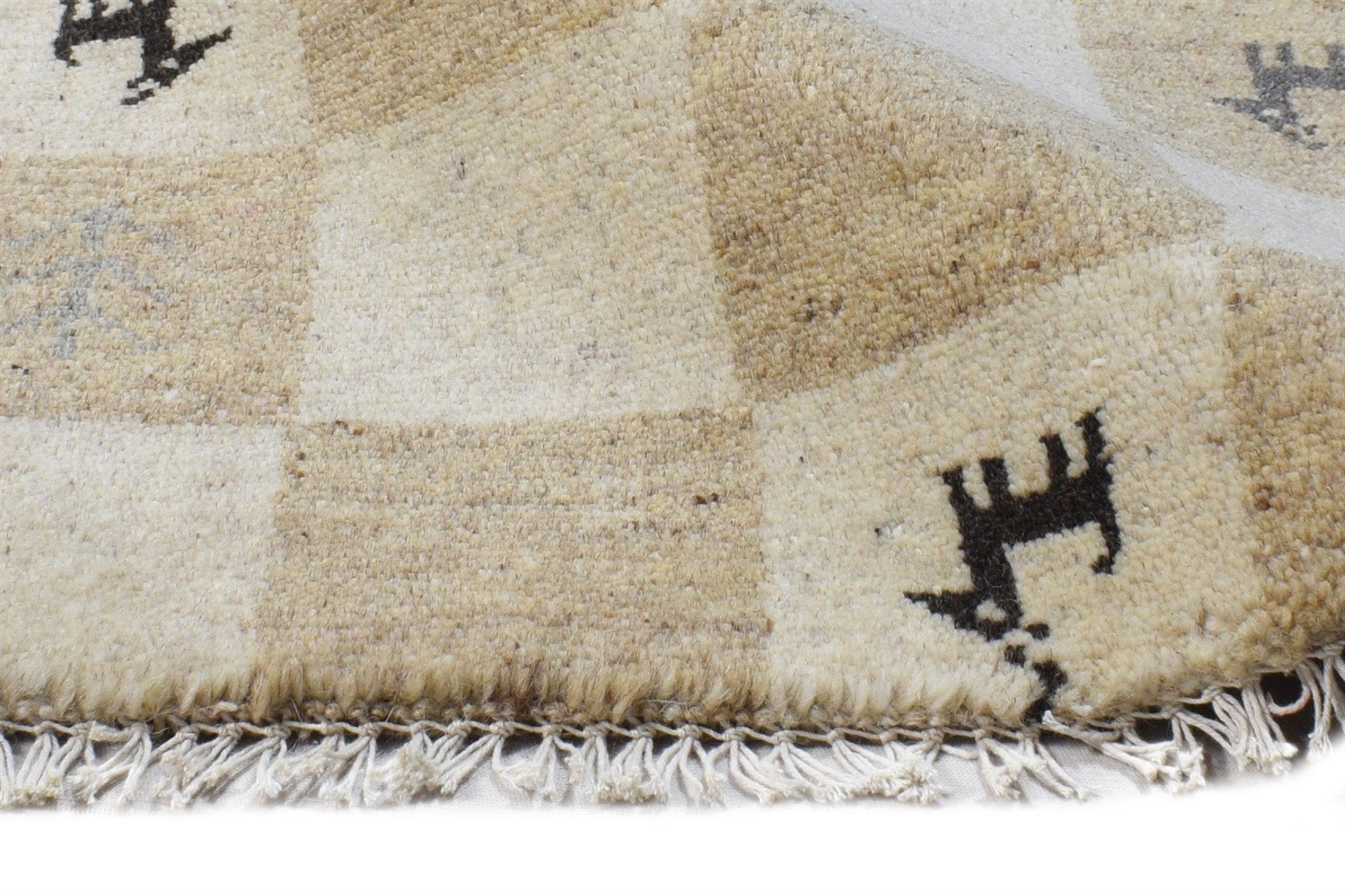 Hand Knotted Beige Wool Rug 2' X 2' Southwestern Gabbeh Tribal Small Carpet 7865101942933