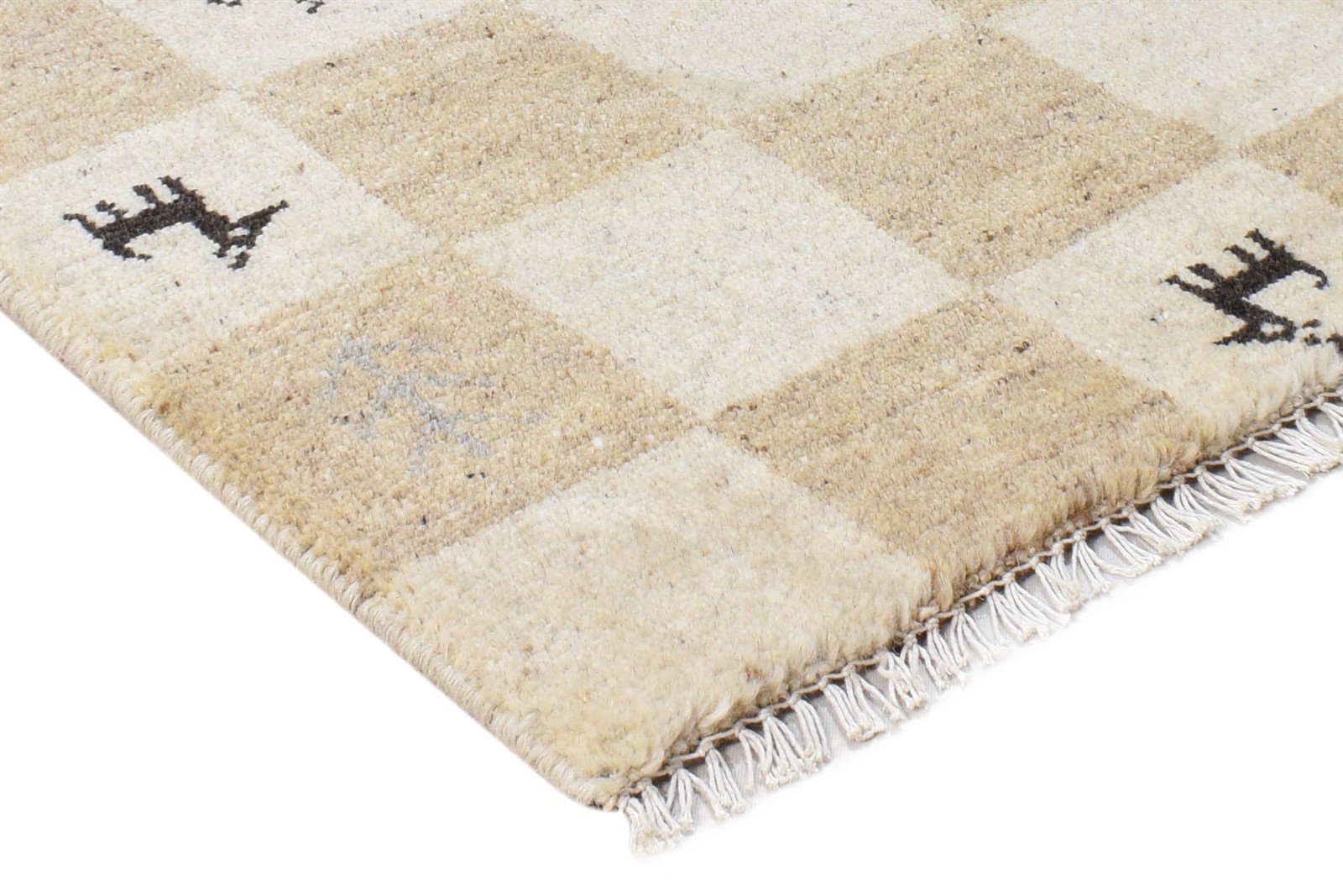 Hand Knotted Beige Wool Rug 2' X 2' Southwestern Gabbeh Tribal Small Carpet 7865101942933