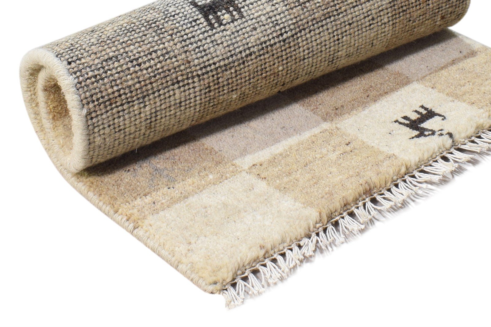 Hand Knotted Beige Wool Rug 2' X 2' Southwestern Gabbeh Tribal Small Carpet 7865101942933