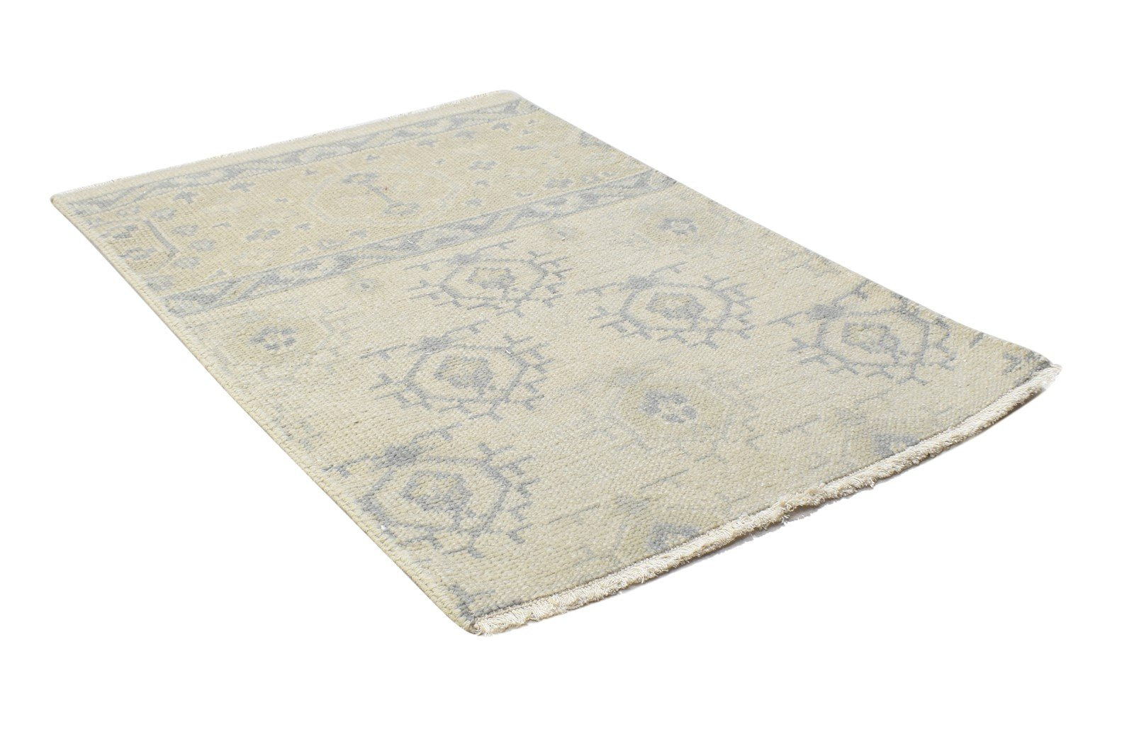 Hand Knotted Beige Wool Rug 2' X 3' Persian Bokhara Oriental Small Carpet 7864122409109