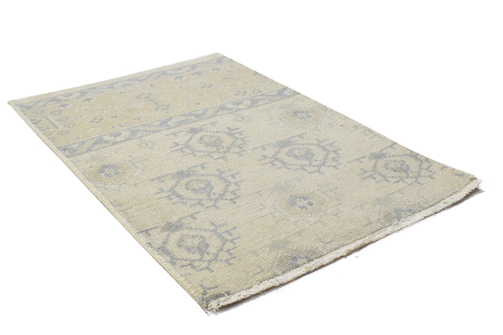 Hand Knotted Beige Wool Rug 2' X 3' Persian Bokhara Oriental Small Carpet 7864122540181