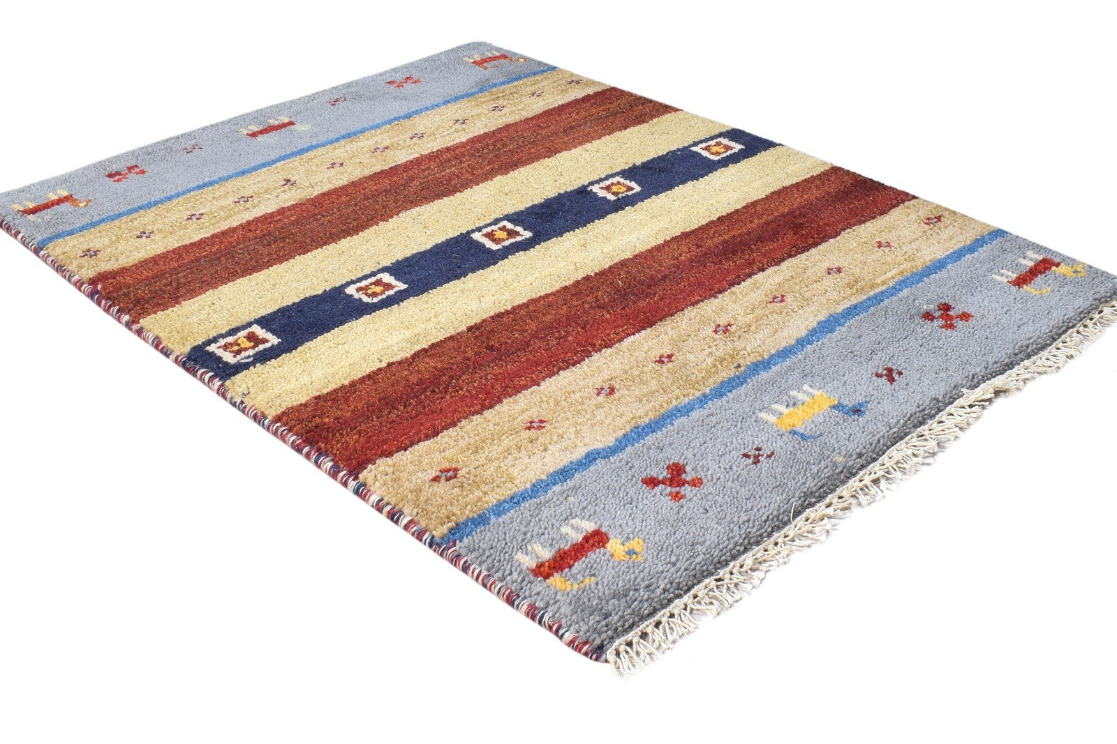 Hand Knotted Beige Wool Rug 2' X 3' Southwestern American Tribal Small Carpet 7865061572757