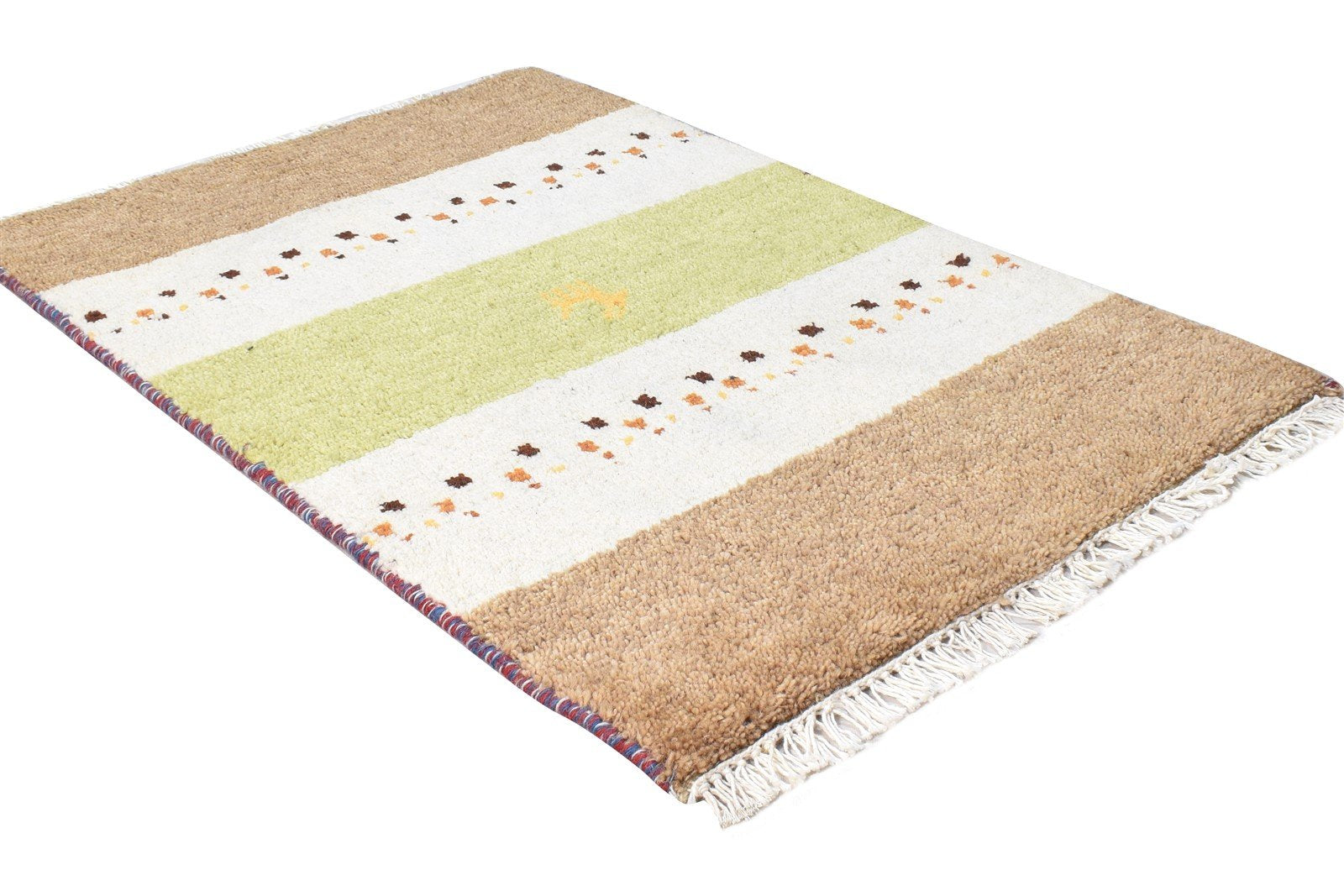 Hand Knotted Beige Wool Rug 2' X 3' Southwestern American Tribal Small Carpet 7865062260885