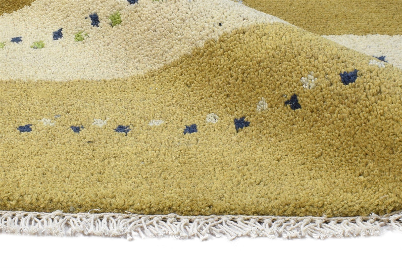 Hand Knotted Beige Wool Rug 2' X 3' Southwestern Gabbeh Striped Small Carpet 7865064980629