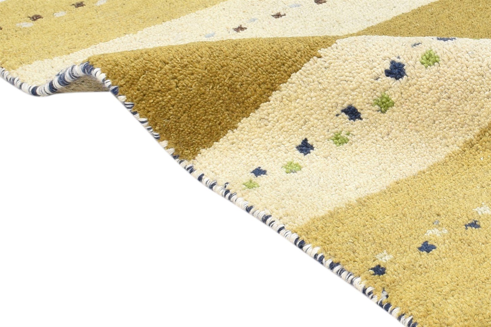 Hand Knotted Beige Wool Rug 2' X 3' Southwestern Gabbeh Striped Small Carpet 7865064980629