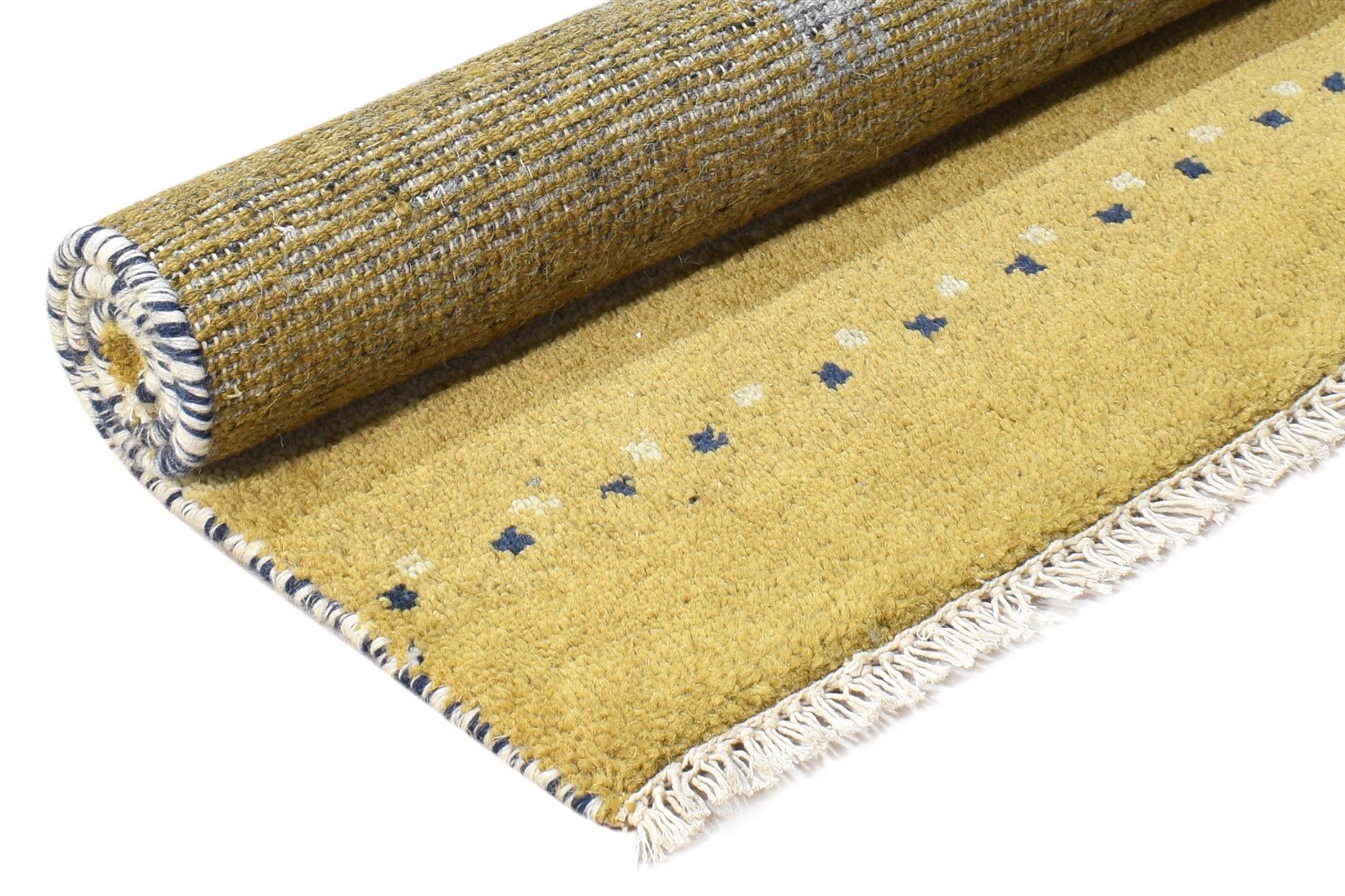 Hand Knotted Beige Wool Rug 2' X 3' Southwestern Gabbeh Striped Small Carpet 7865064980629