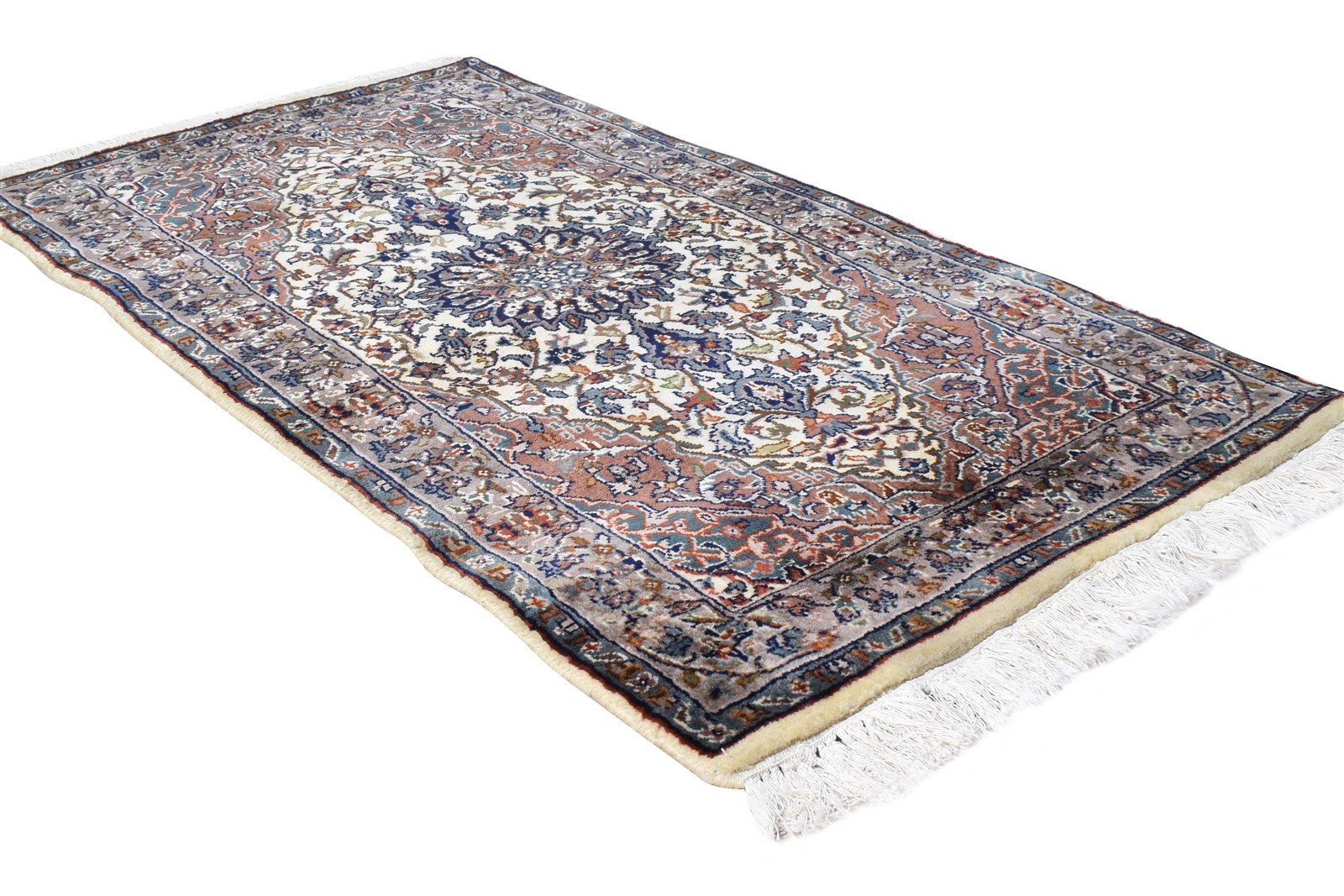 Hand Knotted Beige Wool Rug 2' X 4' Persian Nain Oriental Small Carpet 7864678547605