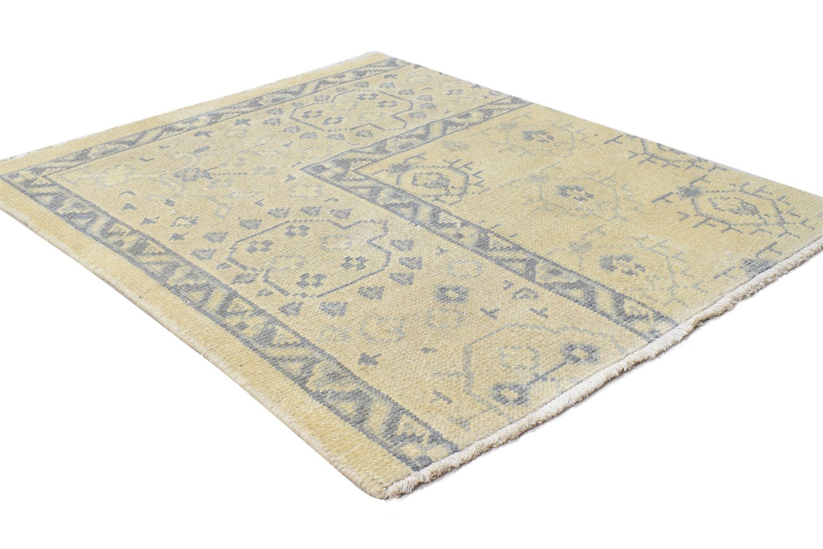 Hand Knotted Beige Wool Rug 3' X 3' Persian Bokhara Oriental Small Carpet 7865050759317