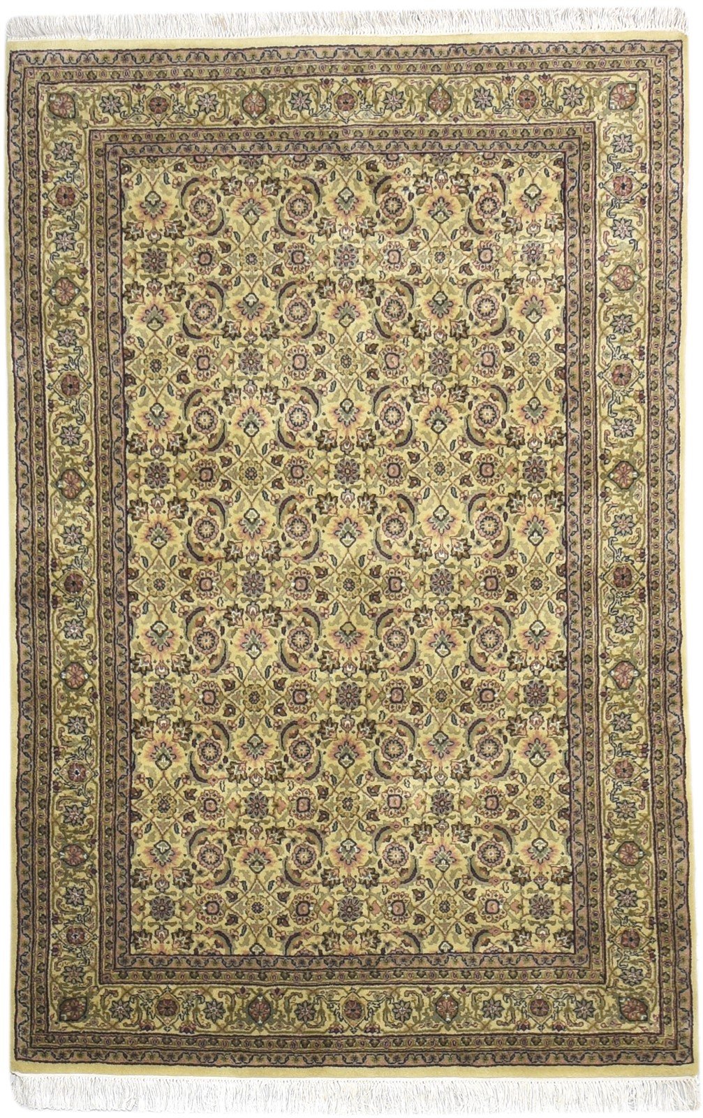 Hand Knotted Beige Wool Rug 4' X 6' Persian Bijar Oriental Room Size Carpet 7864667275413