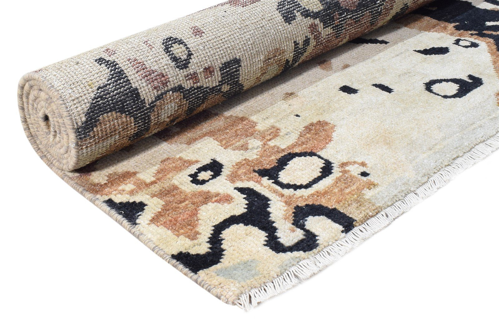 Hand Knotted Beige Wool Rug 5' X 8' Modern American Abstract Room Size Carpet 7865145720981
