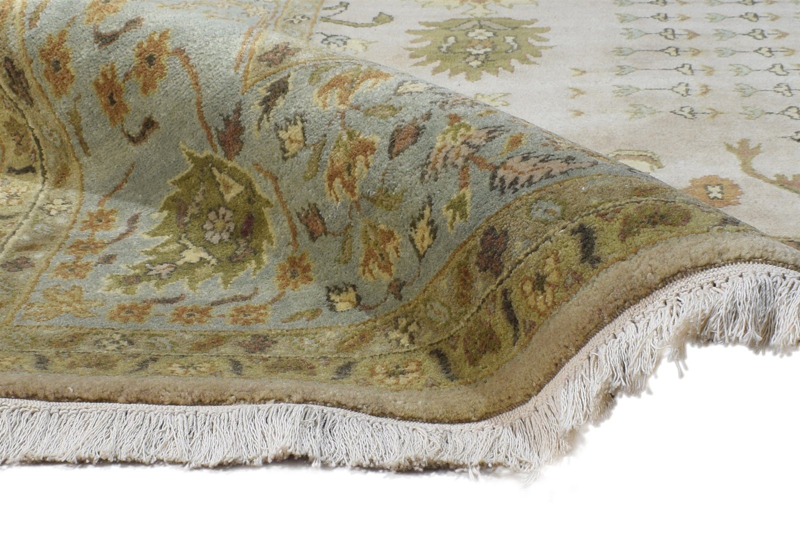 Hand Knotted Beige Wool Rug 5X8 Persian Sarouk-Indian Oriental Room Size Carpet 7864950161557