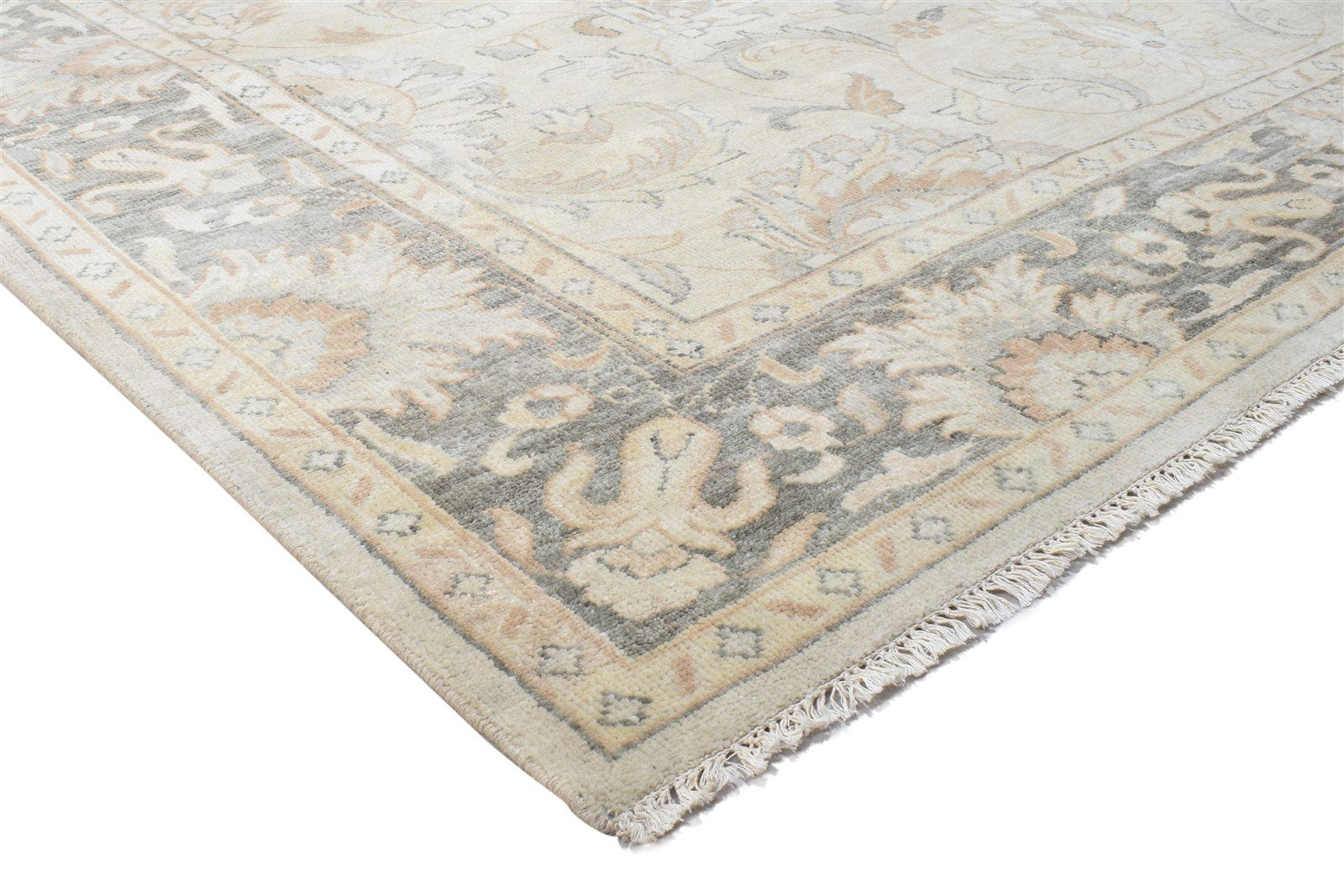 Hand Knotted Beige Wool Rug 8' X 10' Persian Kashan Oriental Large Carpet 7864102420629