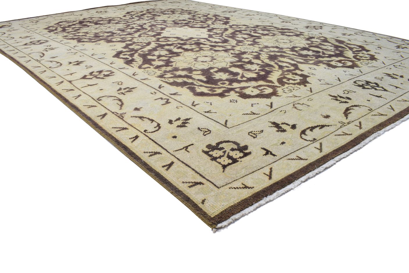 Hand Knotted Beige Wool Rug 8' X 11' Persian Oushak Oriental Large Carpet 7864105205909