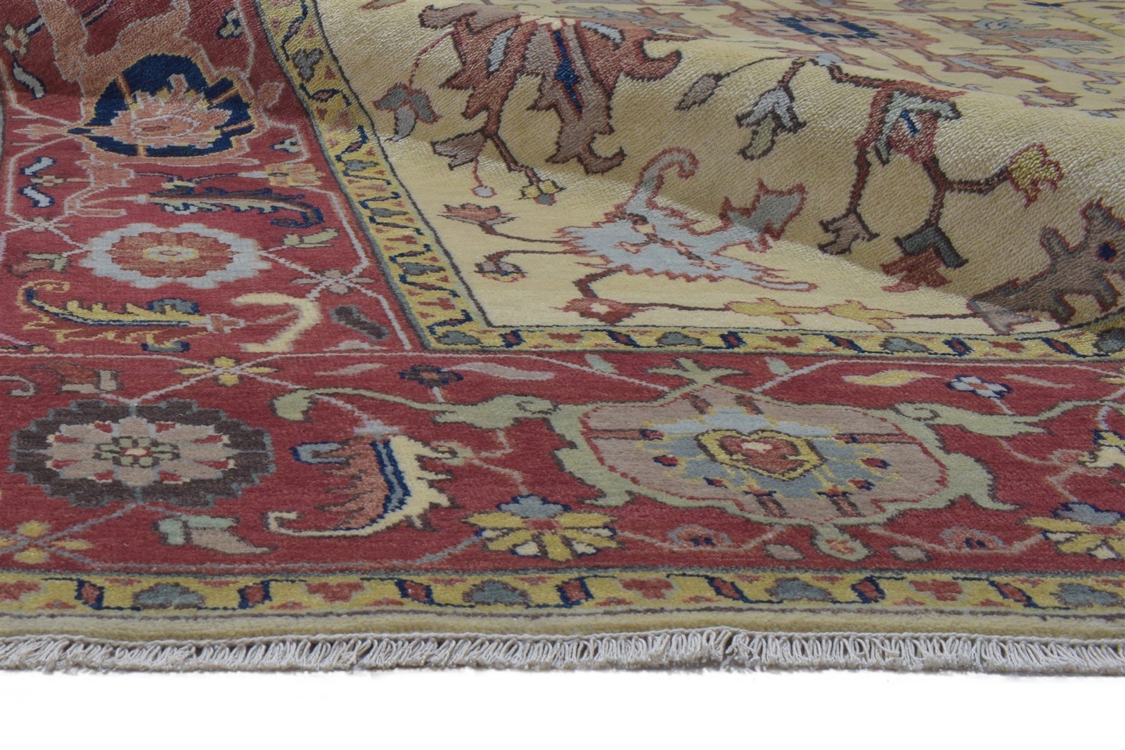 Hand Knotted Beige Wool Rug 9' X 12' Persian Kashan Oriental Large Carpet 7864195580053
