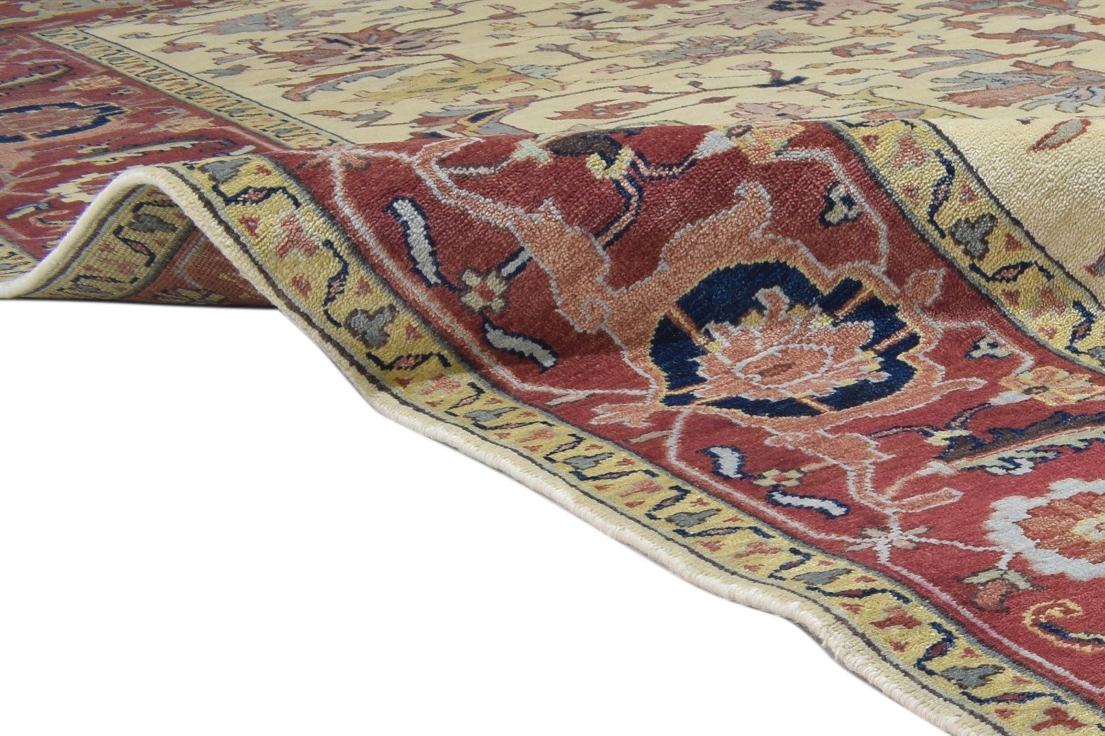 Hand Knotted Beige Wool Rug 9' X 12' Persian Kashan Oriental Large Carpet 7864195580053