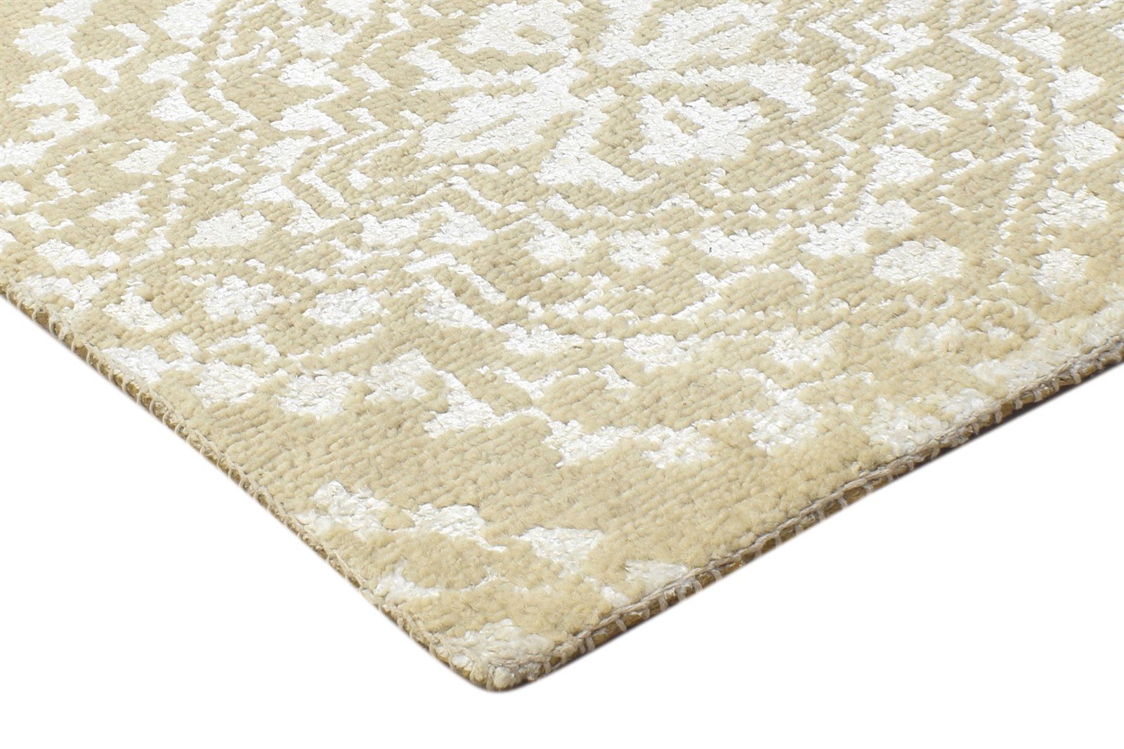 Hand Knotted Beige Wool / Silk Rug 2' X 2' Modern Moroccan Trellis Small Carpet 7864132239509
