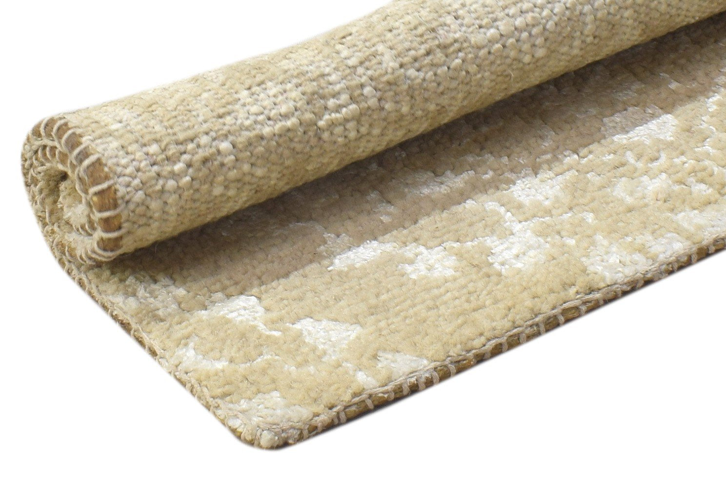 Hand Knotted Beige Wool / Silk Rug 2' X 2' Modern Moroccan Trellis Small Carpet 7864132239509